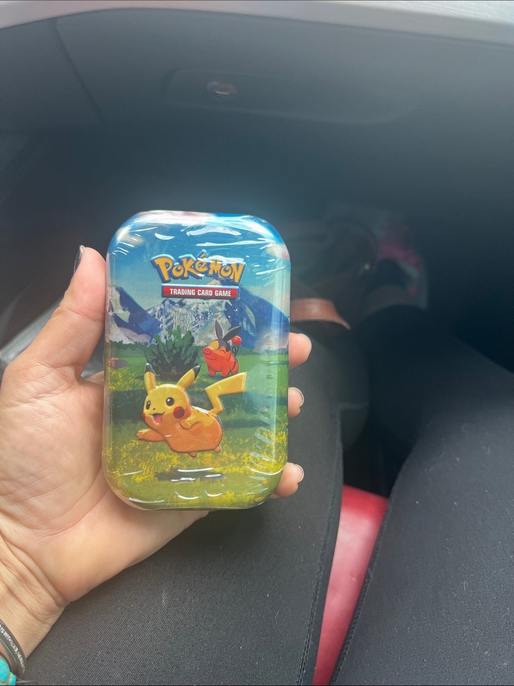 Pokemon Tin Case with Blue Sky and Yellow Pikachu Artwork